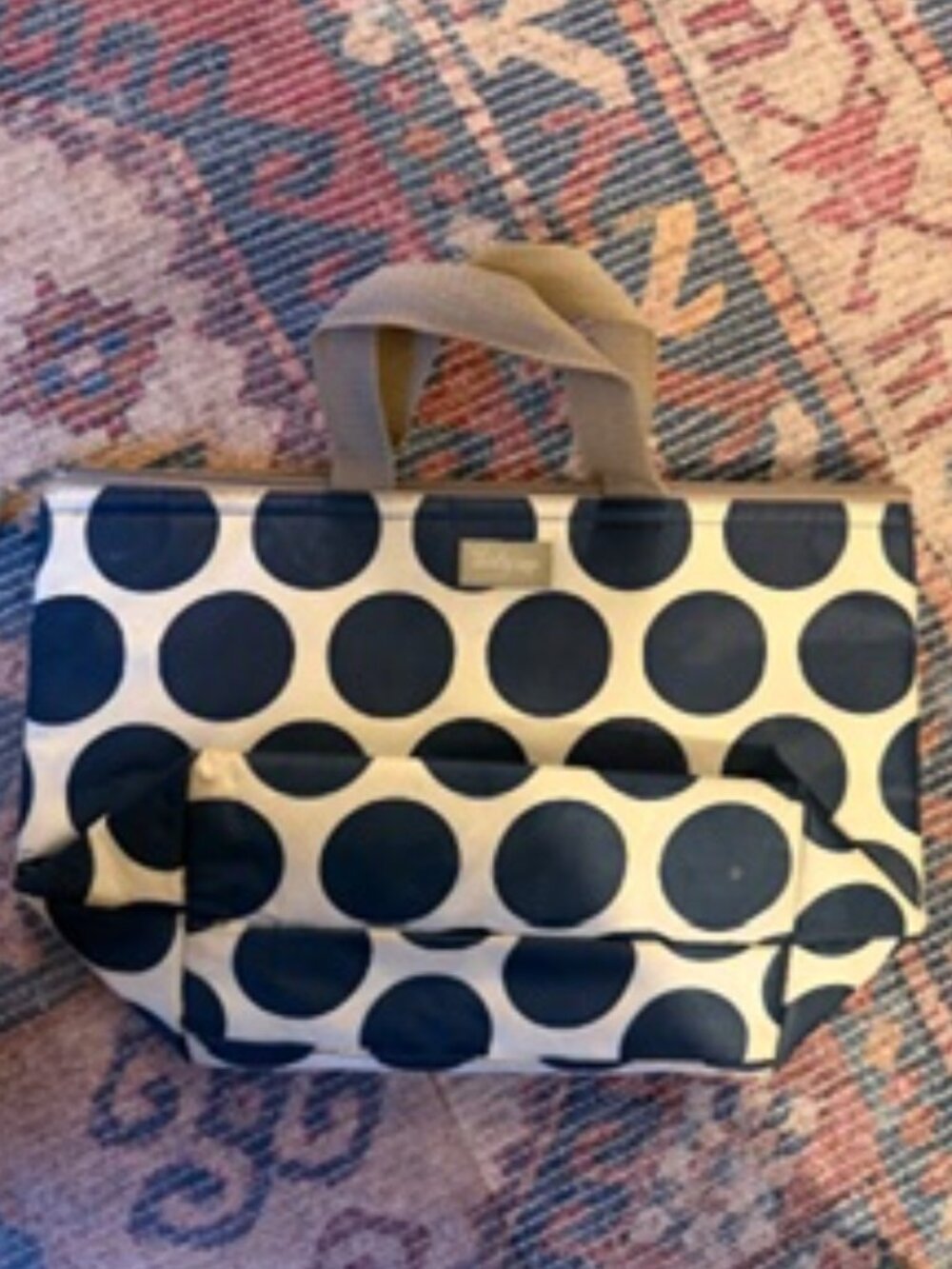 Thirty-One Thermal Tote Insulated Lunch Bag Blue Polka